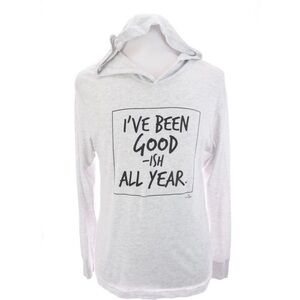 Written. Mens "I've Been Good (ish) All Year" Christmas Gray Hoodie T-Shirt Sz S